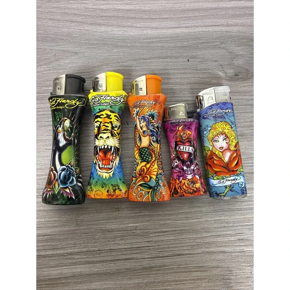 Vintage Ed Hardy Lot Of 5 2 Jumbo 2 SmallLighter Bottle Opener Y2K Tattoo Design